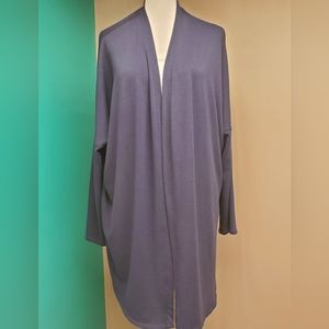 Natori Women's Drape Cardigan navy blue size Large full length sleeves. EUC